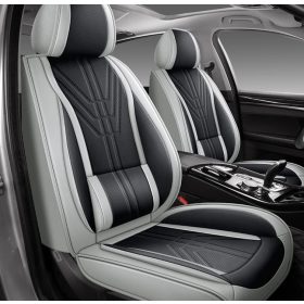   Honda Accord 13 részes Prémium Magas minőségű Műbőr üléshuzat szett nyakpárnákkal - Légzsákos - Osztható - Fekete/Sötét szürke színben