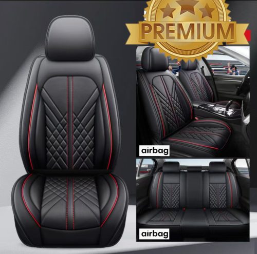 Chevrolet Avalance 11 részes Prémium minőségű Műbőr üléshuzat szett - Légzsákos - Osztható - Fekete/Piros színben 80186