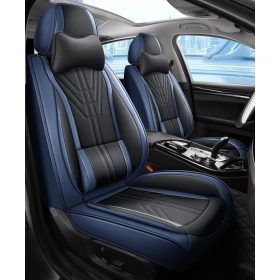   Toyota Avensis 13 részes Prémium Magas minőségű Műbőr üléshuzat szett nyakpárnákkal - Légzsákos - Osztható - Fekete/Sötét kék színben