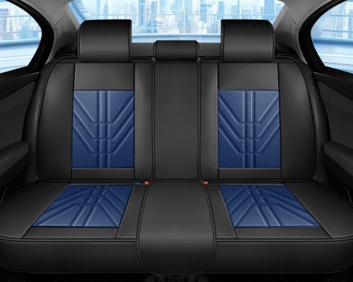 Chevrolet Avalance 13 részes Prémium Magas minőségű Műbőr üléshuzat szett nyakpárnákkal - Légzsákos - Osztható - Fekete/Sötét kék színben