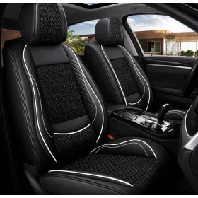   Land Rover Discovery Prémium Ice Silk univerzális autóüléshuzat 11 részes – műbőr, légzsák kompatibilis, osztható – fekete/fehér