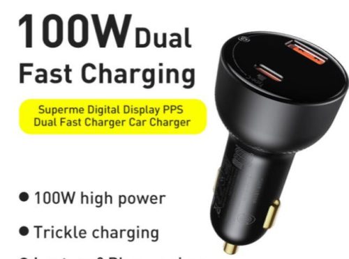 13061 ECO PACK 04AC Schnellladegerät mit Digitalvoltmeter – USB-/USB-C-Anschluss – 100 W