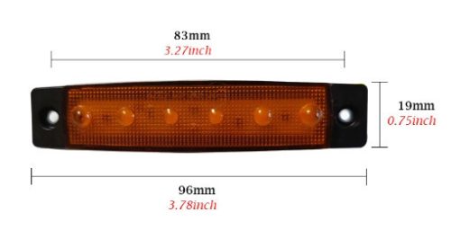 25187 6-LED-Breitenanzeige – rot – E-Prüfzeichen – 12–24 V