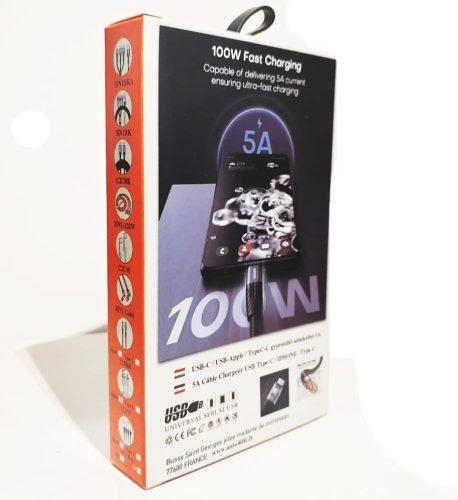 12101 5A 100W Schnelllade-Datenkabel USB - Typ-C - 1 Meter 121BK-C