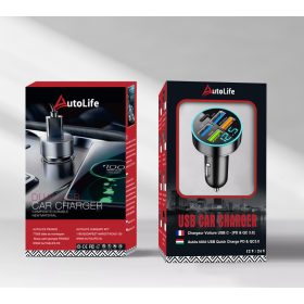   13139 M57 Kfz-Ladegerät + Voltmeter – 4 USB + USB-C – PD + 2 SUPER + QC 3.1 + 3.1 – 12–24 V