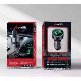   13160 M23 Kfz-Ladegerät + Voltmeter – 2 USB-Anschlüsse – Schnellladefunktion 3.0 – 12–24 V