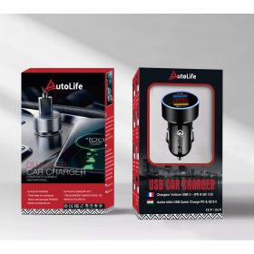   13177 M22 Kfz-Ladegerät + Voltmeter – 2 USB-Anschlüsse – Schnellladefunktion 3.0 – 12–24 V