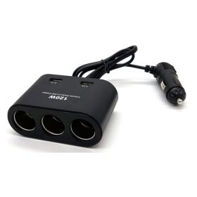   13245 Zigarettenanzünderverteiler 3-fach + 2 USB-Anschlüsse 12/24 V – max. 120 W