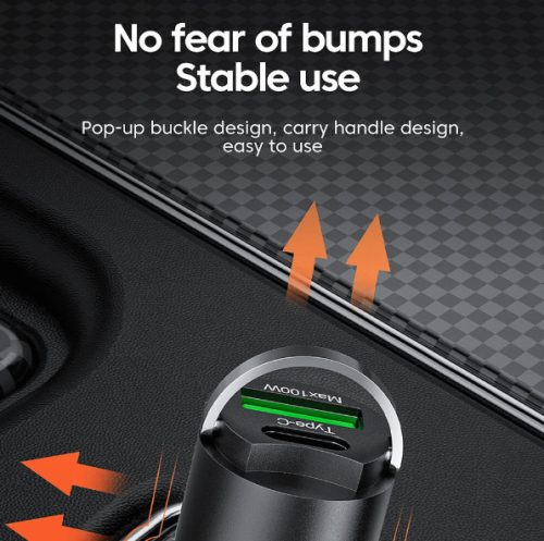 2-Port-Schnellladeadapter fürs Auto mit max. 100 W - 12/24 V – USB-A + USB-C (PD/QC)