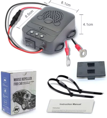 Ultraschall- und LED-Nagetiervertreiber (Blinkfunktion) für Fahrzeuge, 12 V