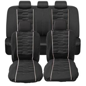  9 részes univerzális üléshuzat szett - Légzsákos - fekete színű, fehér csíkokkal
