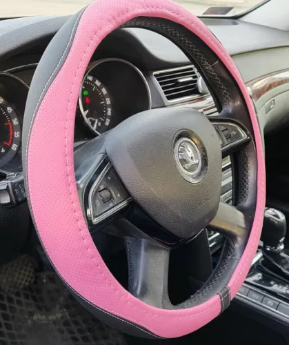 Universal-Lenkradbezug aus Kunstleder, 38 cm, rosa, 2397P