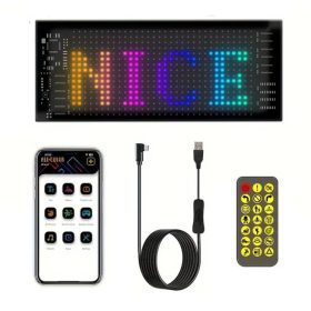   Matrix-Pixel-LED-Panel, Bluetooth-Steuerung, programmierbar per App, 16 x 32 LEDs, 7 x 17 cm, wasserdicht