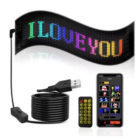   Matrix-Pixel-LED-Panel, Bluetooth-Steuerung, App-programmierbar, 16 x 64 LEDs, 9,5 x 37,5 cm, wasserdicht