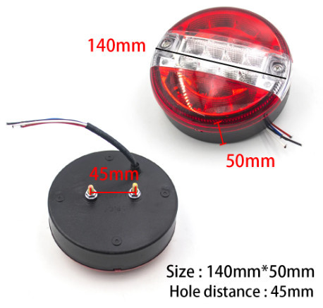 31041 Runde LED-Rückleuchte – 3 Funktionen – 12–24 V – 140 mm
