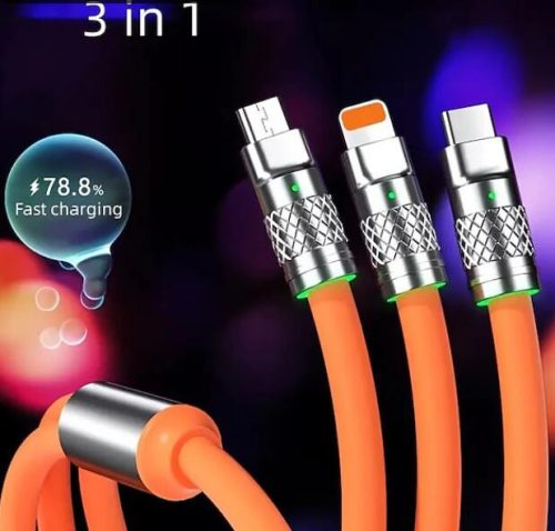 3-in-1 Silikon-Schnellladekabel – 6 A, 12–24 V, 120 W