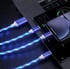 3-in-1-Ladekabel mit Micro-USB-, USB-C- und Apple Lightning-LED-Anschluss – blau