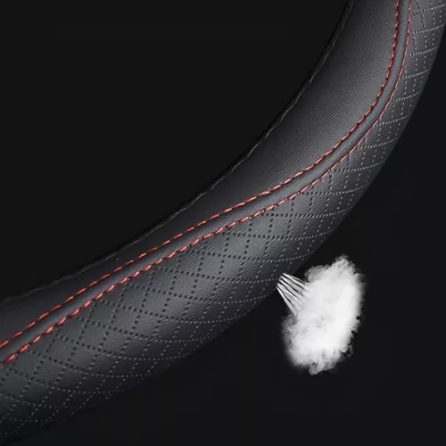 Lenkerüberzug aus echtem Leder, 38 cm, schwarz-rot