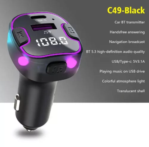 C49 Bluetooth-Freisprecheinrichtung 5.3+EDR RGB - FM/Sender - 12/24 V