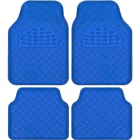   03024 Universelle Automatten aus Gummi in Aluminiumoptik, 4-teilig - Blau