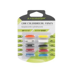 Zylindrische Kunststoffsicherungen, 10 Stück.