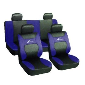   Universell 8 teilig Sitzbezug Set - schwarz-blau UL-AG28458/BL
