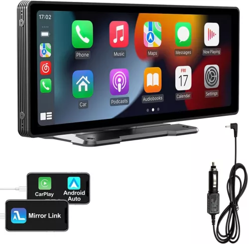 10.26 Hüvelykes hordozható Magyar nyelvű Android Autó és CarPlay Multimédia rendszer 350°-os kamerával - 12V