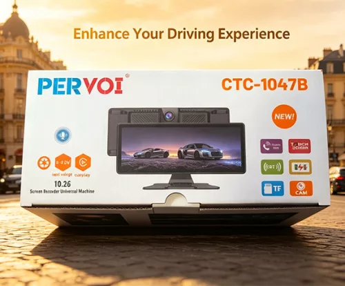 10.26 Hüvelykes hordozható Magyar nyelvű Android Autó és CarPlay Multimédia rendszer 350°-os kamerával - 12V