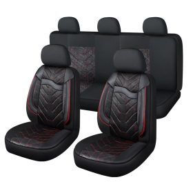   HUNDAI ACCENT 11 teilig Kunstleder+Szövet anyag universelles Sitzbezugsset - an 2 Stellen teilbar airbaggeeignet - schwarz-rot