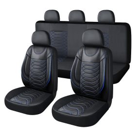   11 teilig Kunstleder universelles Sitzbezugsset - an 2 Stellen teilbar airbaggeeignet - schwarz-blau