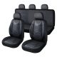 11 teilig Kunstleder universelles Sitzbezugsset - an 2 Stellen teilbar airbaggeeignet - schwarz-blau