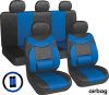 11 teilig Sitzbezug Set Lendenstütze + Légzsák kompatibilis - schwarz-blau AG28505BL PLUS