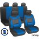 11 teilig Sitzbezug Set Lendenstütze + Légzsák kompatibilis - schwarz-blau AG28505BL PLUS