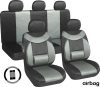 11 teilig Sitzbezug Set Lendenstütze + Légzsák kompatibilis - schwarz-grau AG28505BG PLUS