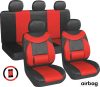 11 teilig Sitzbezug Set Lendenstütze + Légzsák kompatibilis - rot-schwarz AG28505BR PLUS
