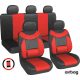 11 teilig Sitzbezug Set Lendenstütze + Légzsák kompatibilis - rot-schwarz AG28505BR PLUS