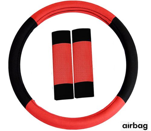 11 teilig Sitzbezug Set Lendenstütze + Légzsák kompatibilis - rot-schwarz AG28505BR PLUS