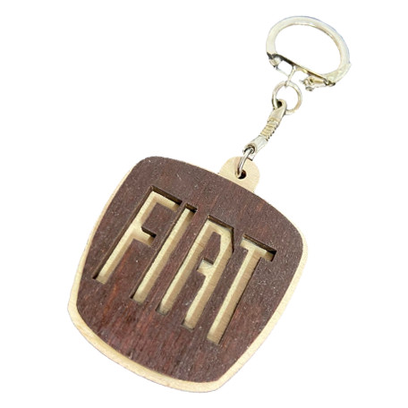 FIAT gravírozott fa kulcstartó 6mm nyírfából új kinézet B