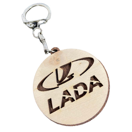 LADA gravírozott fa kulcstartó 6mm nyírfából új kinézet A