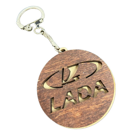 LADA gravírozott fa kulcstartó 6mm nyírfából új kinézet B