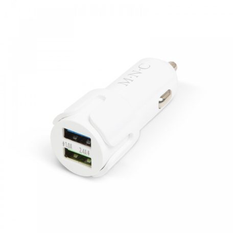 MNC Autós szivargyújtó adapter 2 USB aljzattal - Fehér