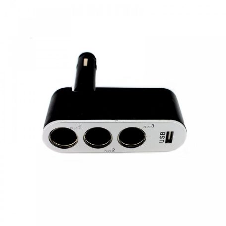 MNC Szivargyújtóaljzatba csatlakoztatható 3-as elosztó + 1A USB csatlakozás