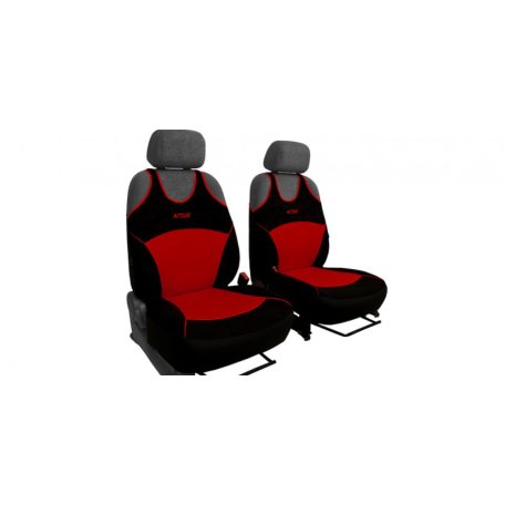 Univerzális trikó üléshuzat Activ Sport velúr és kárpit kombináció piros színben B minta pár
