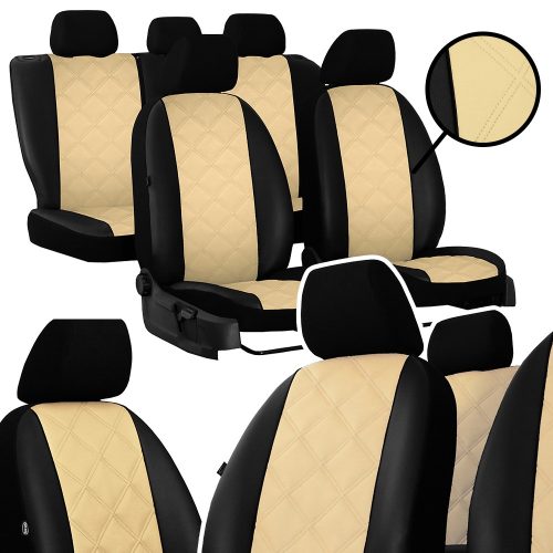 Sitzbezug Renault Megane II einzigartig (5 Sitze) Forced Eco leder mit Kreuzstich in wählbaren Farben