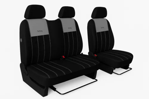 Sitzbezug Ford TRANSIT V-VI (3 Sitze) einzigartig Tuning Due velours stoff und kárpit kombination in wählbaren Farben