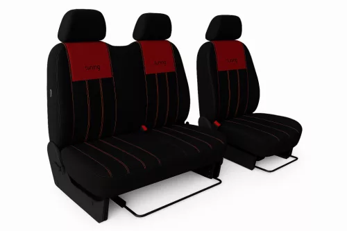 Sitzbezug Ford TRANSIT V-VI (3 Sitze) einzigartig Tuning Due velours stoff und kárpit kombination in wählbaren Farben