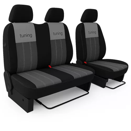 Sitzbezug Ford TRANSIT V-VI (3 Sitze) einzigartig Tuning Due velours stoff und kárpit kombination in wählbaren Farben