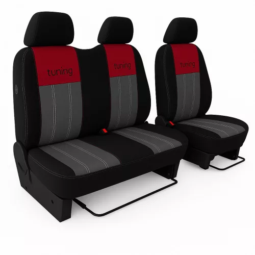 Sitzbezug Ford TRANSIT V-VI (3 Sitze) einzigartig Tuning Due velours stoff und kárpit kombination in wählbaren Farben