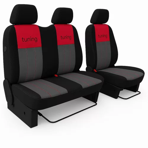 Sitzbezug Ford TRANSIT V-VI (3 Sitze) einzigartig Tuning Due velours stoff und kárpit kombination in wählbaren Farben