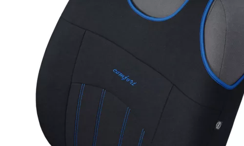 Universeller Jersey-Sitzbezug (Paar) Komfortpolsterung mit blauen Ziernähten